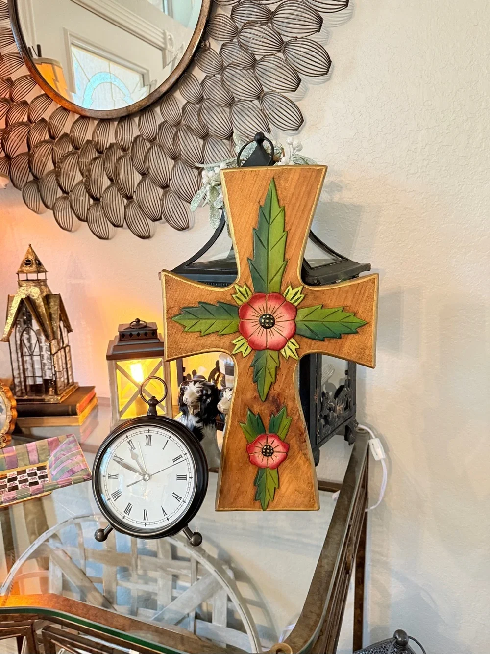 OOAK Large Hand-Carved/Painted Wooden Cross - Picture 11 of 13